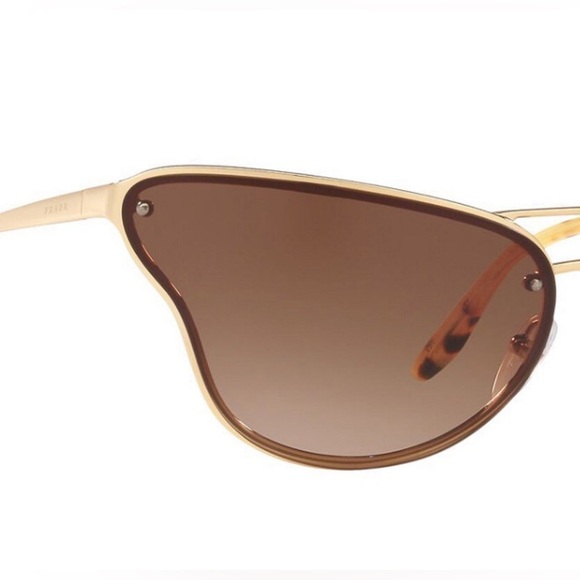 Prada Sunglasses GOLDEN FRAME CAT LENSES SHAPE ICONIC SOPHISTICATED - Picture 11 of 12